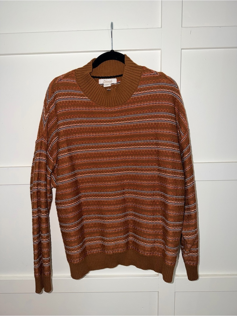 Natural Reflections Rust Striped Crewneck Sweater